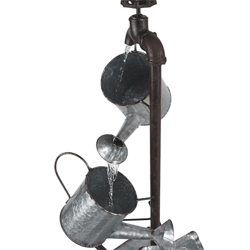 Alpine Corporation NCY402 Indoor/Outdoor Floor Rustic Wheelbarrow and Watering Can Garden Fountain, 36", Silver by Alpine Corporation - Image 8