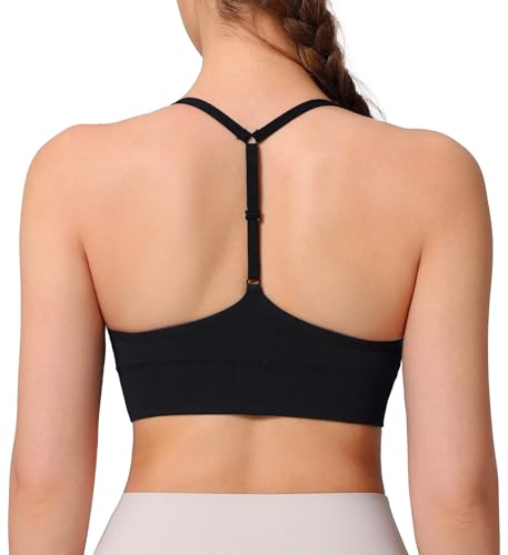 ULERSP Y Back Adjustable Racerback Straps Sports Bra for Women Black