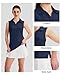MAGCOMSEN Women's Polo Shirts Sleeveless Golf Tank Tops UPF 50+ Moisture Wicking Collared Workout Pickleball Tops Navy XL