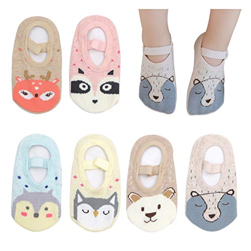 Dicry Baby Girls Non-Slip Socks with Grip Toddler Walking Anti Skid Slipper 12-36 Months, fits Ballet & Dance, 6 Pairs