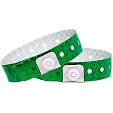 OUCHAN Holographic Plastic Wristbands Green- 100 Pack Wristbands for Events Parties
