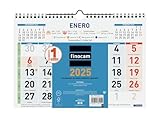 Finocam - Calendario Color de Pared Números Grandes 2025 Mes Vista Enero 2025 - Diciembre 2025 (12 meses) Español