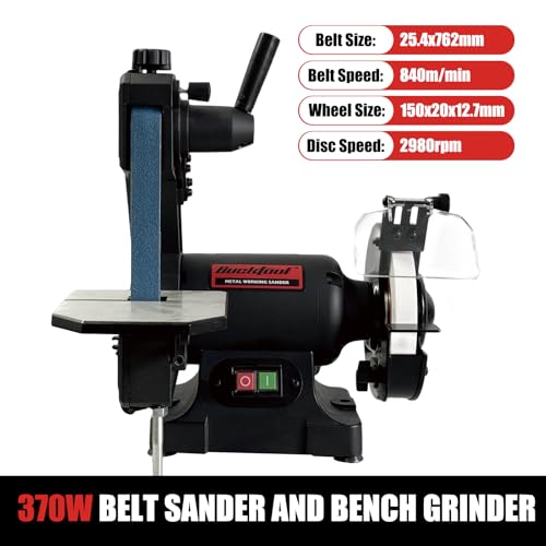 Image of BUCKTOOL 370W Belt Sander and Bench Grinder Combo 25.4x762mm Belt 150mm Grinder 2980RPM for Woodworking Metalworking BG1600