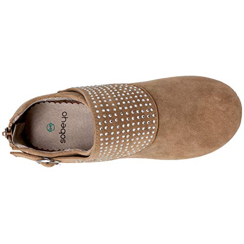 SOBEYO Girls Ankle Booties Rhinestone Crystal Accent Block Heel Boots for Kids4