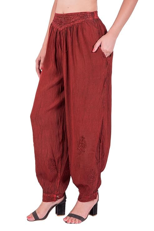 LUJOSO Harem Pants for Women | Stylish Afghani Salwar | Women's Rayon Fabric Pants Loose Fit for Yoga & Dancing | Waist Size 22 to 42 Inches, Free Size 2