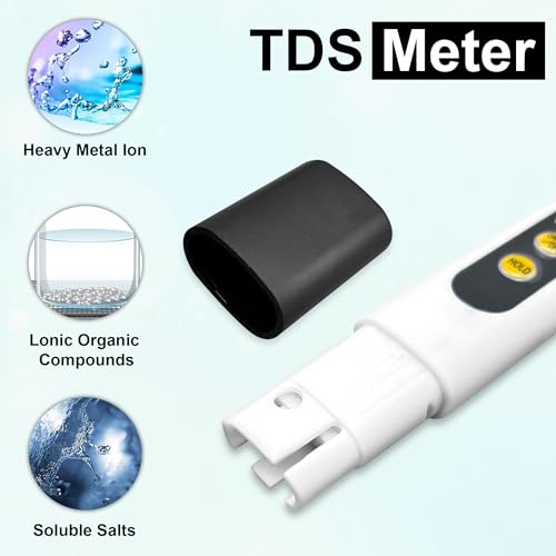 Image of GLUN Digital Display TDS Meter with Liquid Testing PH Paper Strips Combo, 1-14 Indicator Litmus Paper Tester Strips, 80 Pieces, Pre-Calibrated Water Testing TDS Meter
