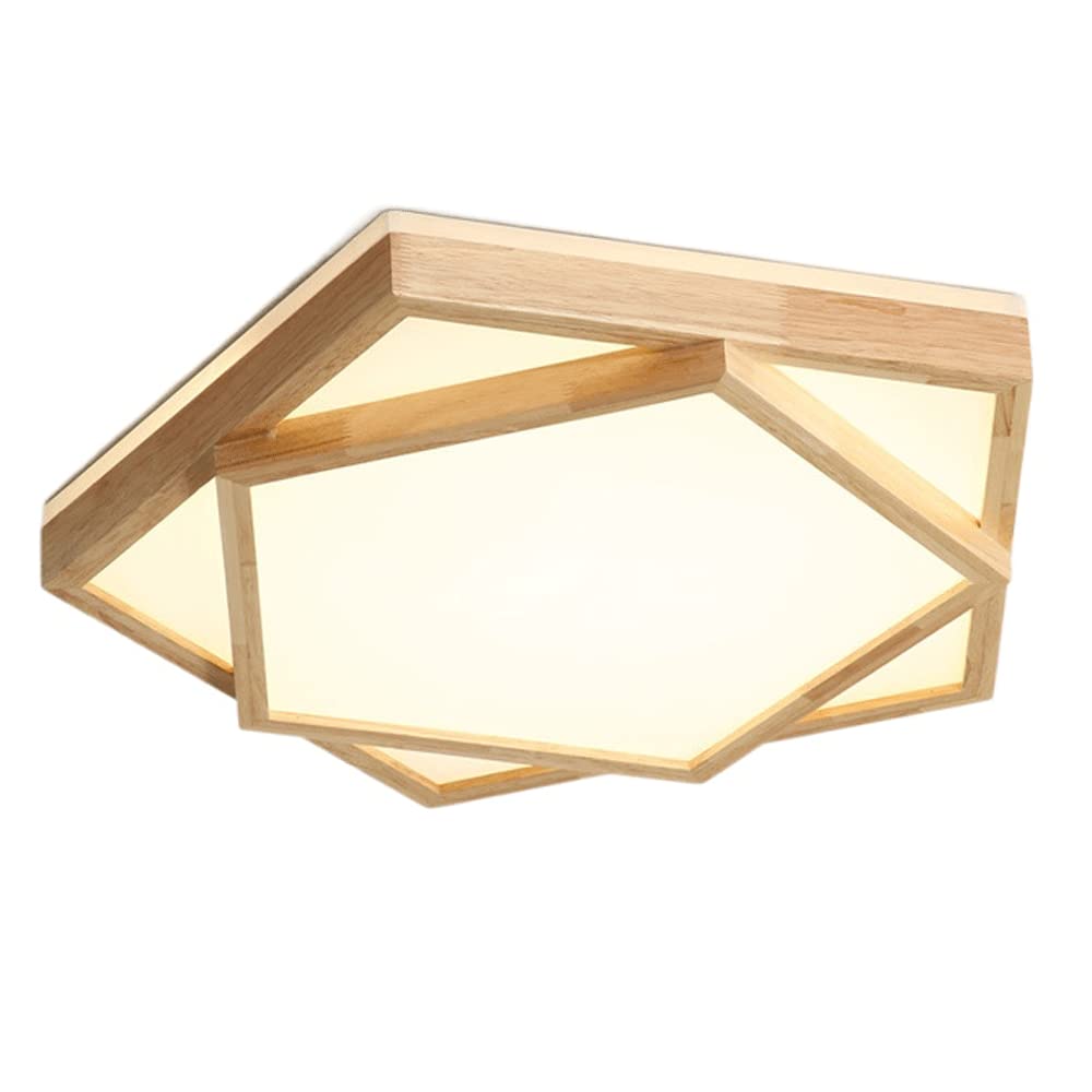 Lustre plafonnier en bois massif de 16.5In pour éclairage de chambre japonais tri-couleur