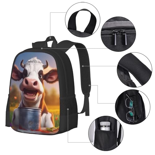 Commuter Unisex Happy Cow Meadow Table Backpack Spacious Compartments for Work Essentials Casual Outings & Trips 17 Inch4