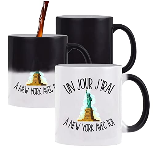 Planetee Mug magique New york avec toi c'est la vie Musique | Tasse changement de couleur