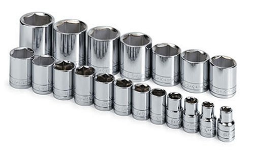 SK Professional Tools 4120 19-Piece 1/2 in. Drive 6-Point Standard Fractional Socket Set - Chrome Socket Set with Super Chrome Finish | Set of 19 Sockets Made in USA