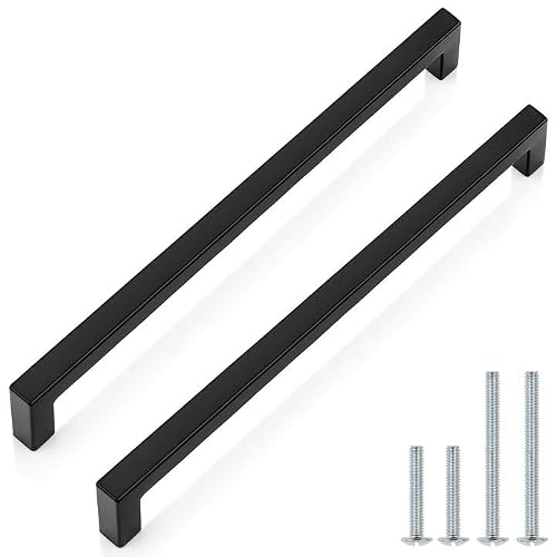 Probrico 50 Pack 10 Inch (256mm) Hole Center Cabinet Handles Stainless Steel Kitchen Drawer Pulls Square Bar Cabinet Hardware for Kitchen Bathroom Cupboard