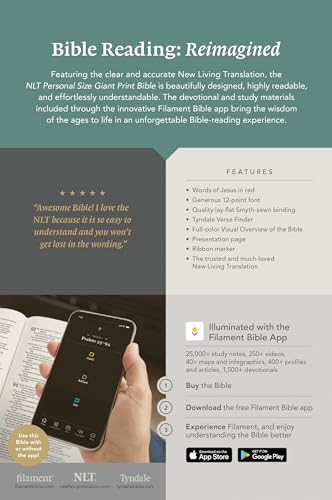 Image of NLT Personal Size Giant Print Bible, Filament Enabled (LeatherLike, Rustic Brown, Indexed, Red Letter): Includes Free Access to the Filament Bible App ... Notes, Devotionals, Worship Music, and Video