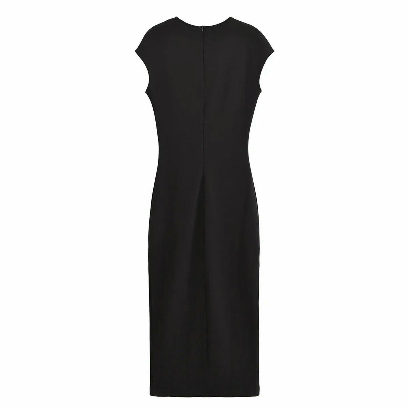 Vestito Donna Elegante Abiti Corti Arricciati Eleganti Abiti da Bodycon Senza Maniche da Donna Mini Abiti Casual-Come Mostrato A-1-l