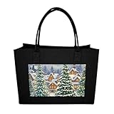 HEBVNJF Christmas Tree Town Shopping Bag with...