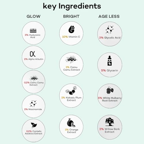 Image of R.O.A Skincare face serum trio for Bright and Glowing skin | Power of 15 active ingredients in 3 face serums for youthful glowing skin