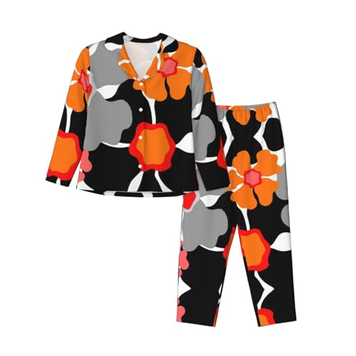 Pyjama manches longues femme noir XXL pour des soirées cocooning et fleuries