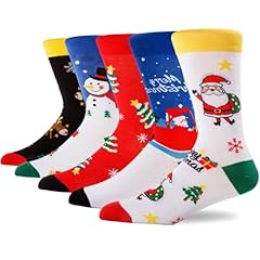 5 Pairs - Christmas Themed - Santa Claus & Christmas Tree & Gift & Snowman & Reindeer & Snowflake & Christmas Patterns Socks