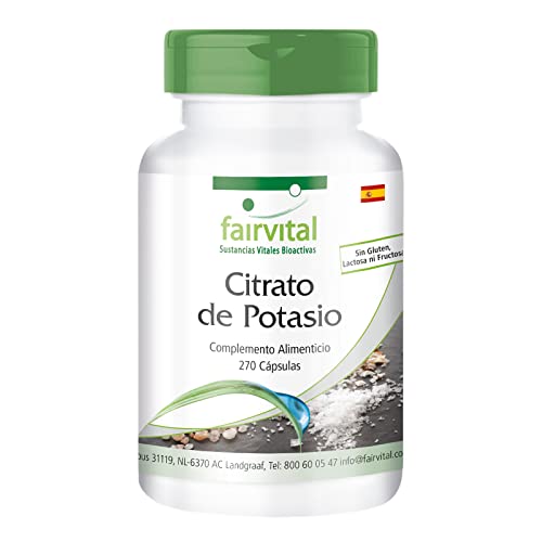 Potasio 900mg - Citrato de Potasio - Dosis elevada - VEGANO - 270 Cápsulas - Calidad Alemana