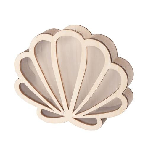 Caja expositora de conchas marinas – Pequeño soporte para coleccionistas | Vitrina hecha a mano con forma de concha para el hogar, apartamento, lugar de trabajo, baño, sala de estar