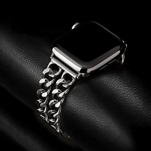 Secbolt Bands Compatible Apple Watch 38Mm 40Mm 41Mm Iwatch Series 8 7 6 5 4 3 2 1 Se Stainless Steel Chain Links Replacement Strap, Silver #TOP1
