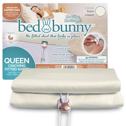 Bed Bunny Fitted Sheet Only As Seen On TV StayFit Compression Cord No Slip No Pop Off Wrinkle-Free Soft Up to 14