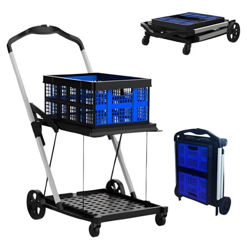 Chariot pliable pour entrepôt et courses avec double panier utilitaire robuste - 2