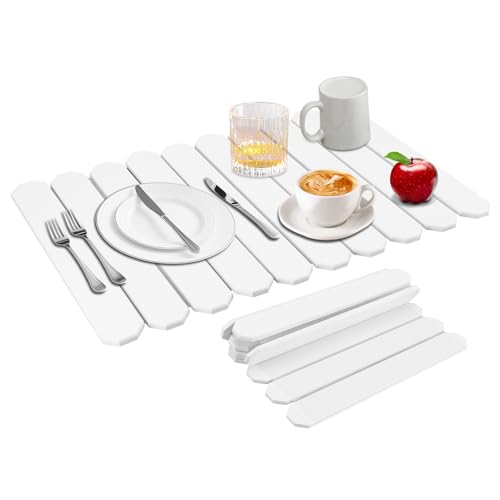 Gugxiom 60 x 40 cm absorvente de água da terra de diatomáceas para cozinha, dobrável, secagem rápida, tapete de gotejamento para louça, garrafas, canecas, branco simples octogonal Shape