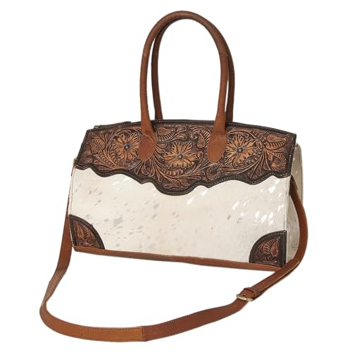 American Darling Duffel Hand Tooled Hair on Genuine Leather Western Women Bag | Handbag Duffle Weekend Travel Bags