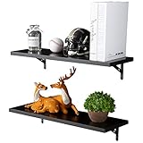SUPERJARE Wall Mounted Floating Shelves, Set of 2, Display Ledge, Storage Rack for Room/Kitchen/Office - Black