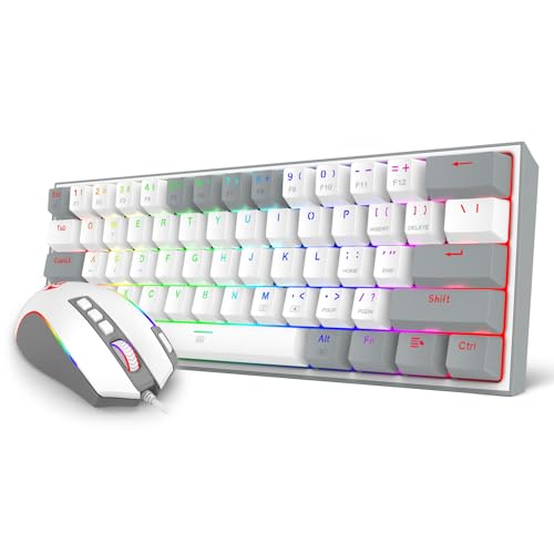 Redragon CB201 Gaming Keyboard & Mouse Combo, 61 Keys K617 Wired RGB Gaming Keyboard and 8000 DPI Wired M612 Gaming Mouse Bundle, White