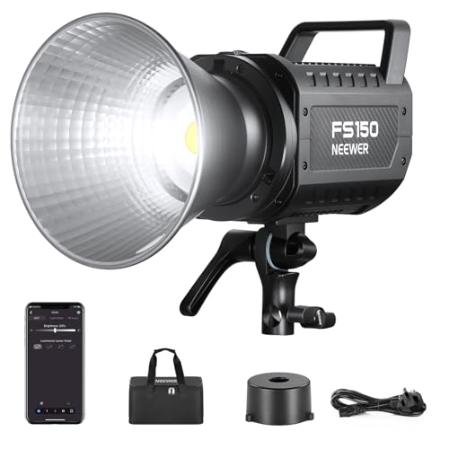 NEEWER FS150 LED Video Light 2.4G/APP Control, 130W 5600K COB Daylight Silent Photography Continuous Output Lighting 4 Precise Dimming Types 102000lux/1m CRI97+ 9 Effects Bowens Mount, UK Plug