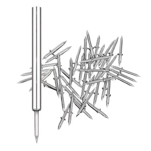 Kumprohu Double Headed Concrete Nails, Sheep Horn Skirting Board Nails Set, Double-Head Skirting Thread Seamless Nail for Baseboard, TV Backdrop, Wood Veneer Furniture