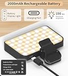 TONEOF 60 LED Selfie Light pour iPhone,2000mAh Lumière de téléphone rechargeable avec clip,3000K-6500K Clip portable sur la lumière,3 Modes d'éclairage pour les conférences vidéo,Zoom Réunions,Webcam,Laptop,Streaming,Makeup
