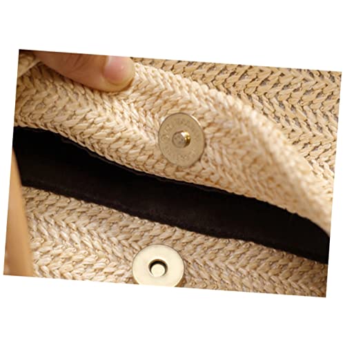 BESTYASH Knitted Bucket Bag Handmade Straw Shoulder Bag for Women Dark Beige Woven Beach Purse Versatile Lightweight Tote for Summer Outings and Travel2