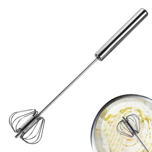 Frusta semiautomatica in acciaio inox – multifunzione, frusta rotante per uova e montalatte