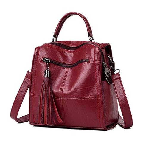 Artwell Women Backpack Purse Convertible Faux Leather Ladies Shoulder Bag Casual Daypack Three Ways (Wine Red) Cover