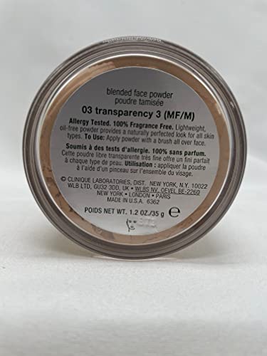 Clinique Transparency # 3 Blended Face Powder 1.2 Oz 35 G No Brush #TOP30