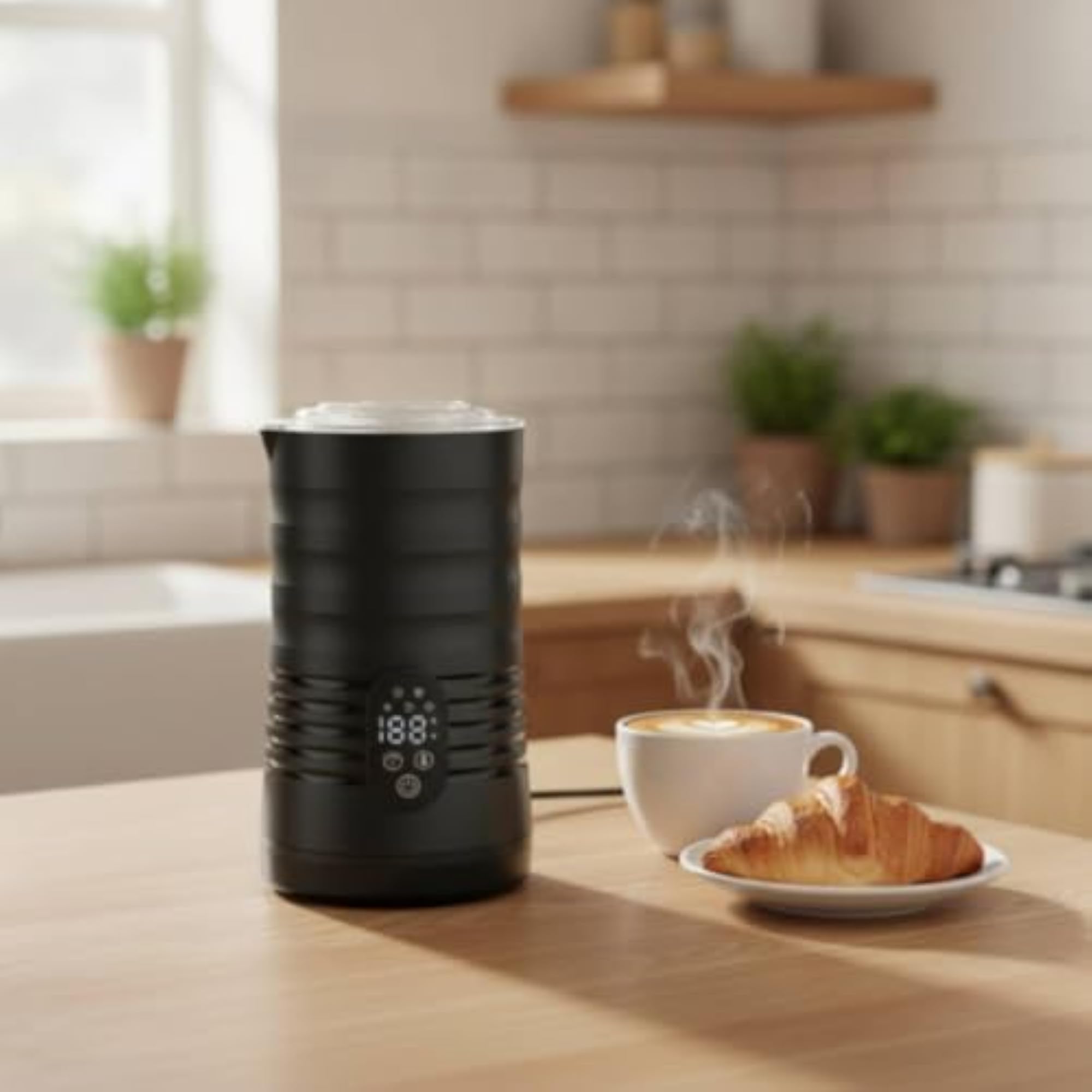 Digital Electric Milk Frother with Automatic Steaming Function