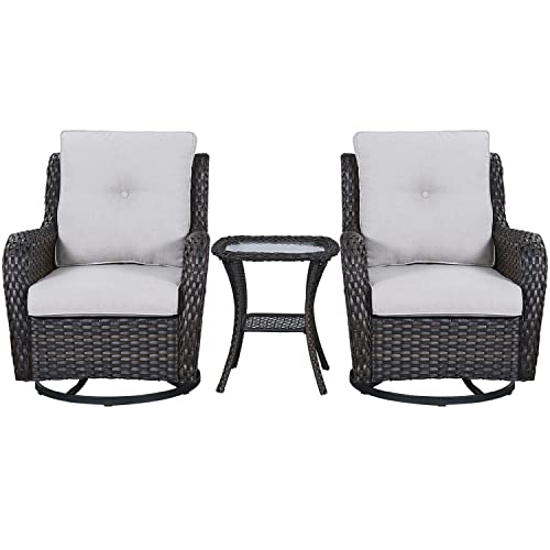 Rilyson Wicker Rocking Chair Swivel Chairs - 3 Piece Rocker