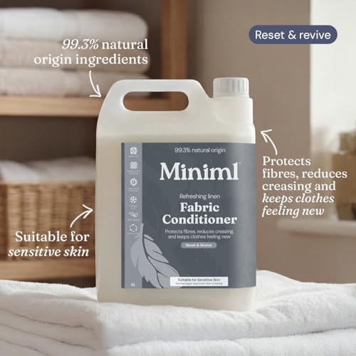 Miniml Eco Fabric Softener & Conditioner 5L Refill - Fresh Linen Scented All Natural Fabric Softener for Sensitive Skin - 100% Vegan & Cruelty Free (250 Washes) - Image 3