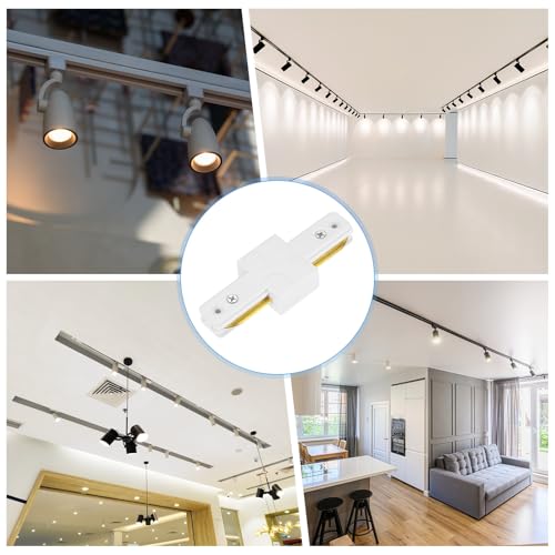 M METERXITY L Track I-Connector, Single Circuit J Type 2-Wire-1 Rail 110-220V for Track Lighting System/Fixtures/Accessories/Ceiling Wall Spot Light [White] - Thumbnail 6