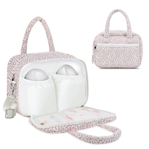 Image of rain bunny Cotton Quilted Wearable Breast Pump Bag Compatible With Elvie, Willow and Momcozy, Pumping Bag for Work, Travel