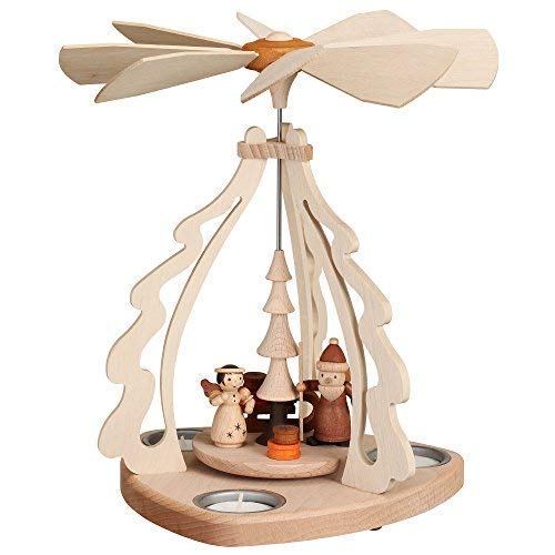 Rudolphs Schatzkiste Pirámide de Mesa con Mensaje – Pirámide de Velas de té – Pirámide de Navidad – Madera – Hecho a Mano en los Montes Metálicos – Altura Aprox. 27 cm.