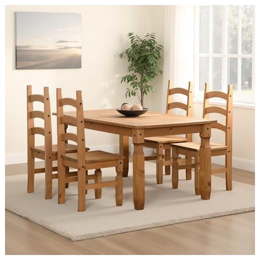 Seconique Corona 5' Dining Set with 4 Dining Chairs in Distressed Waxed Pine