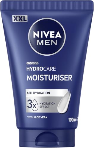 NIVEA MEN Hydrocare Moisturiser 48h Feuchtigkeitscreme für trockene Männerhaut feuchtigkeitsspendende Gesichtscreme mit Aloe Vera und Provitamin B5 (100 ml)