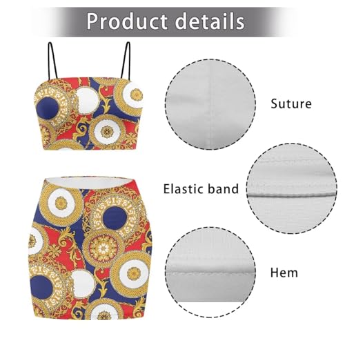Image of 2025 Sexy Spaghetti Strap Crop Tops and Bodycon Skirt Casual 2 Piece Set S-4XL