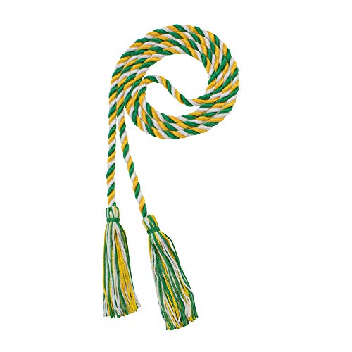 Image of Graduation Honor Cord - Kelly /Gold /White - Every School Color Available - Made in USA