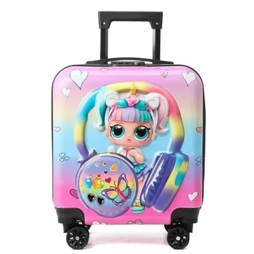 Image of Kids Carry On Luggage with Wheels, 18-inch Hard Shell Suitcase for Boys & Girls, Lightweight Toddler Rolling Travel Bag with Retractable Handle, Durable Hardside Spinner Suitcase for Airplane Travel