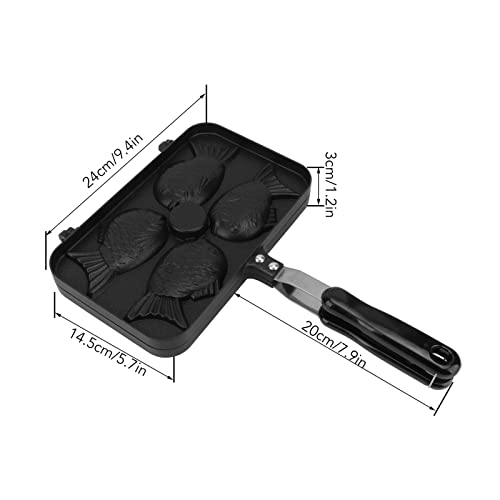 TOPINCN Taiyaki Frypan, Aluminium Alloy 4 Grids Non Stick Double Sided Taiyaki Pan Fish Shape Pot Pan - Image 4