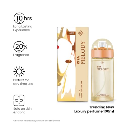 Image of Riya Melody Vanilla Dark Chocolate Eau De Parfum 100 ml | Warm Gourmand Perfume for Women | Vanilla & Rich Chocolate Notes | Long-Lasting